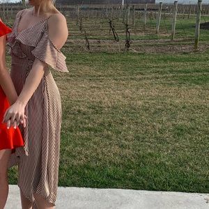 Flowly striped wrap midi dress